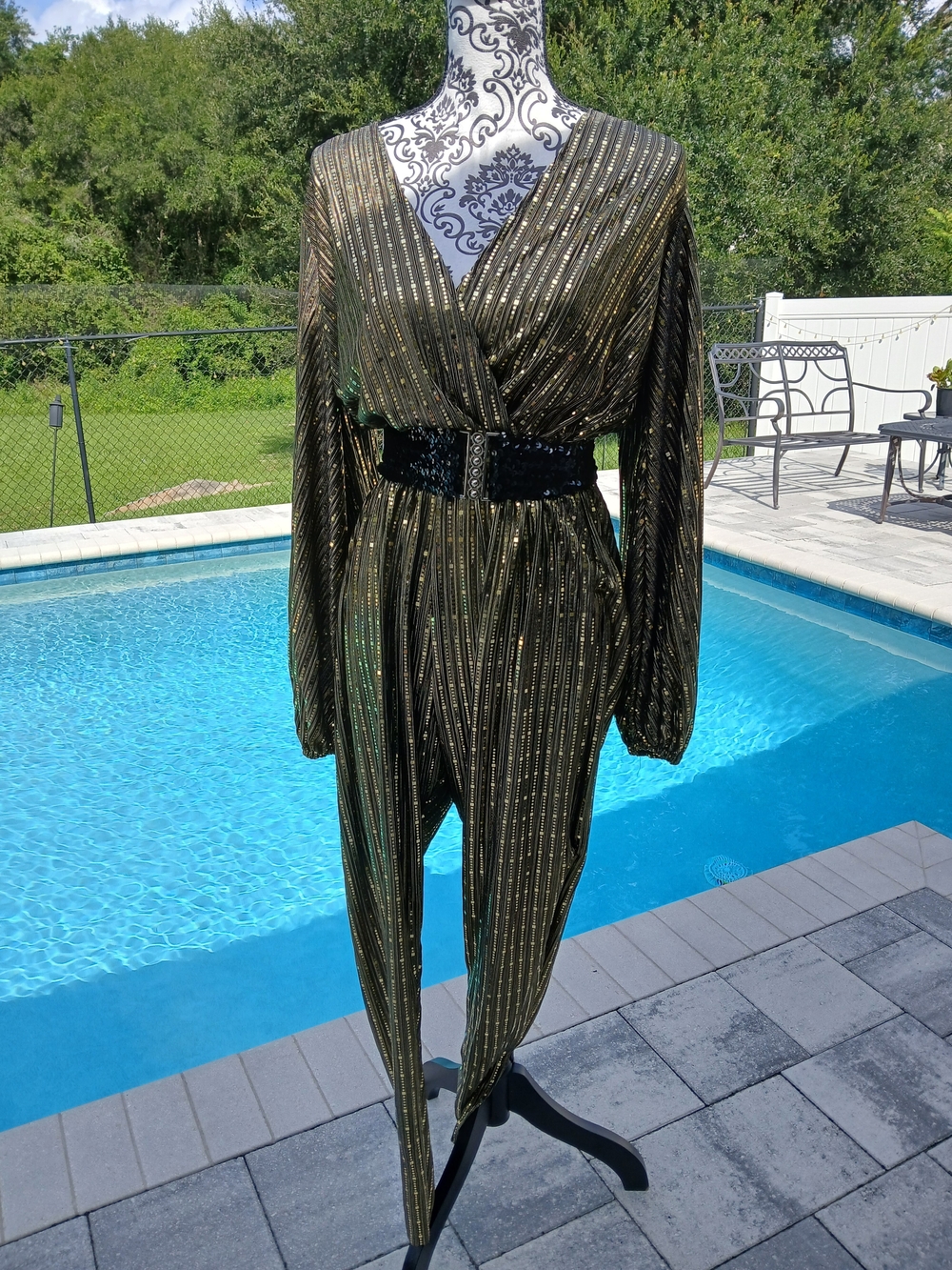 Metallic Disco 70's Jumpsuit with Belt